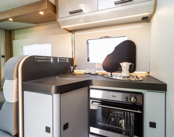 2020 Roller Team T-Line 590 Motorhome kitchen setup
